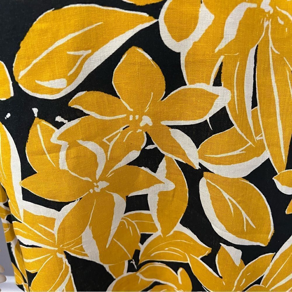 NWT Who What Wear Black/Yellow Linen Floral Print Puff Sleeve Dress - XS - Picture 7 of 16